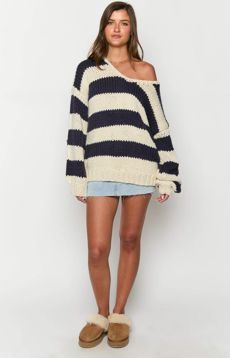 EB | Gestreifter Chunky Strickpullover Weich und Warm Lässiger Komfort