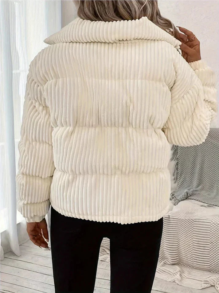 EB | Steppjacke - Cord-Kanale Textur - Reißverschluss Vorne - Gepolsterte Freizeit-Oberbekleidung