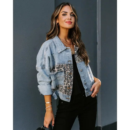 EB | Stilvolle Leopard Denimjacke