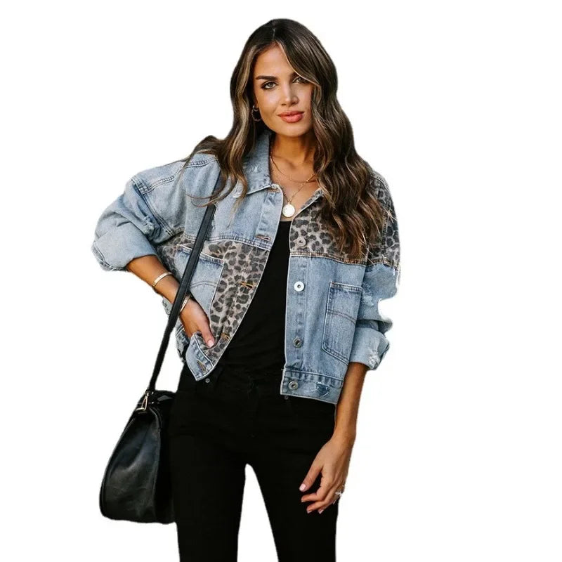 EB | Stilvolle Leopard Denimjacke
