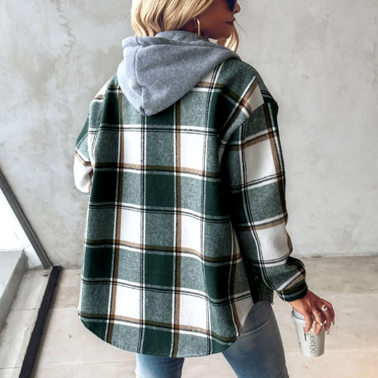 EB | Gestreifte Kapuzenstrickjacke