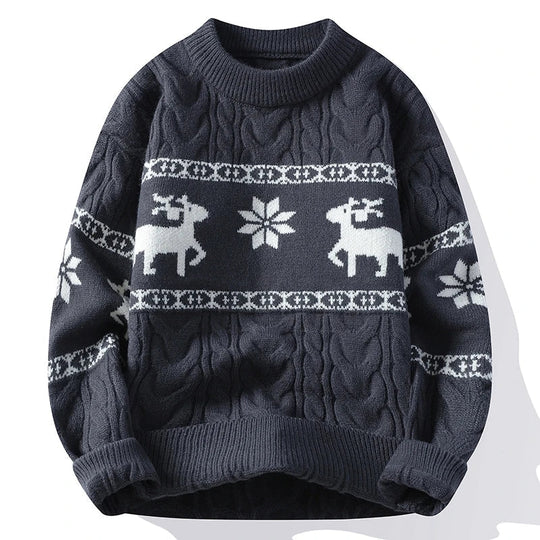 EB | Winter Pullover mit Hirschmuster - Warmer & stilvoller Strickpullover für die Feiertage