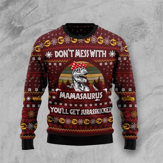EB | Dinosaurier Weihnachts-Pullover - Lustiger & Bequemer Herrenpullover mit 3D-Druck für die Feiertage