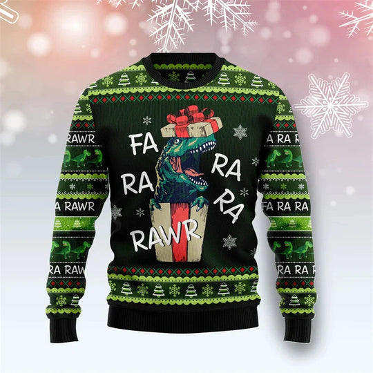 EB | Dinosaurier Weihnachts-Pullover - Lustiger & Bequemer Herrenpullover mit 3D-Druck für die Feiertage