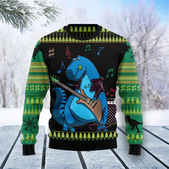 EB | Dinosaurier Weihnachts-Pullover - Lustiger & Bequemer Herrenpullover mit 3D-Druck für die Feiertage