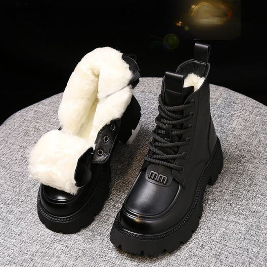 Komfortable, pelzgefütterte und rutschfeste Stiefeletten mit seitlichem Reißverschluss EB