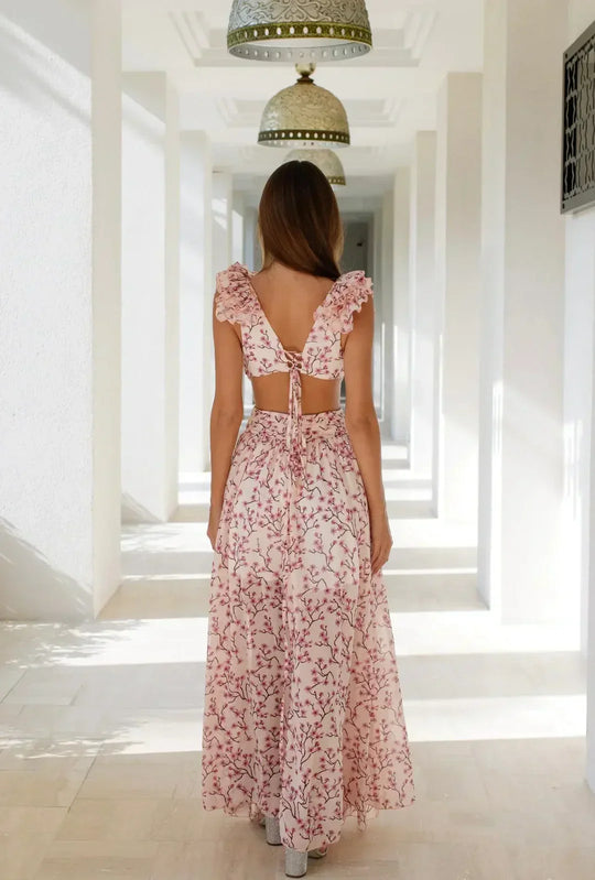 EB | Cutout Rüsch Maxi Kleid