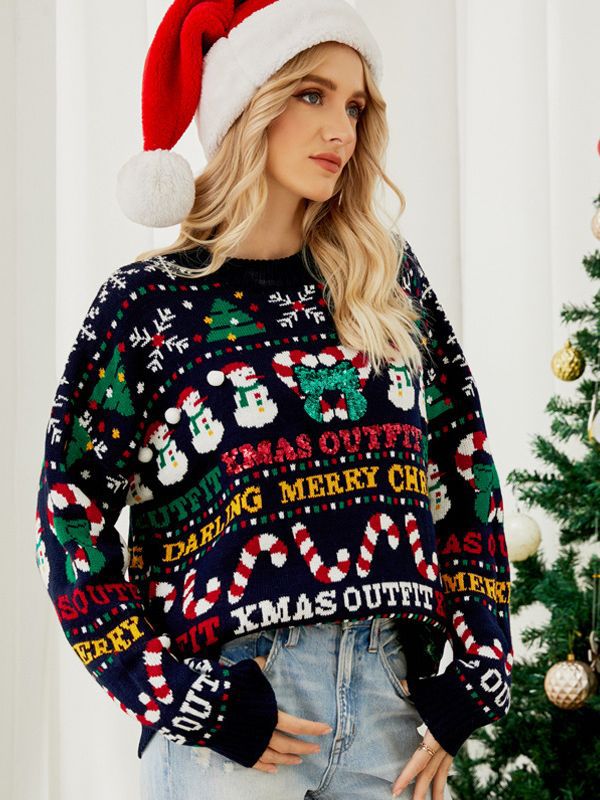 EB | Fake Weihnachts-Strickpullover Frauen Mit Holiday Muster