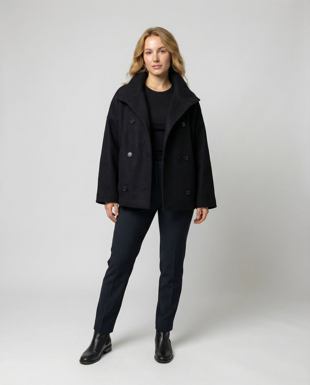 Oversized Wollmantel Damen Stehkragen | EB