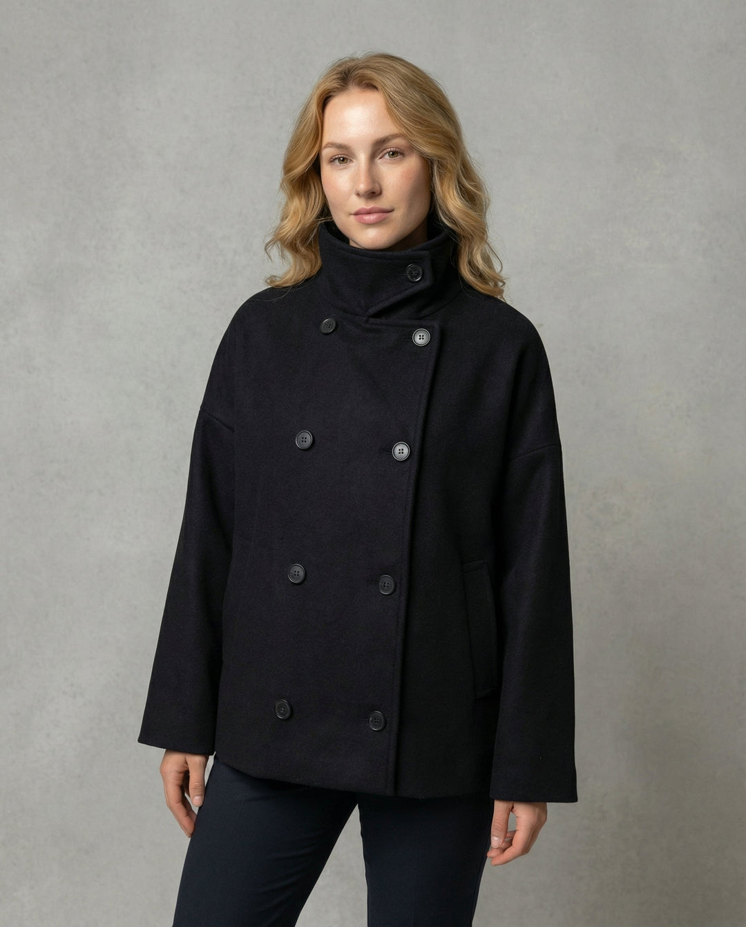 Oversized Wollmantel Damen Stehkragen | EB