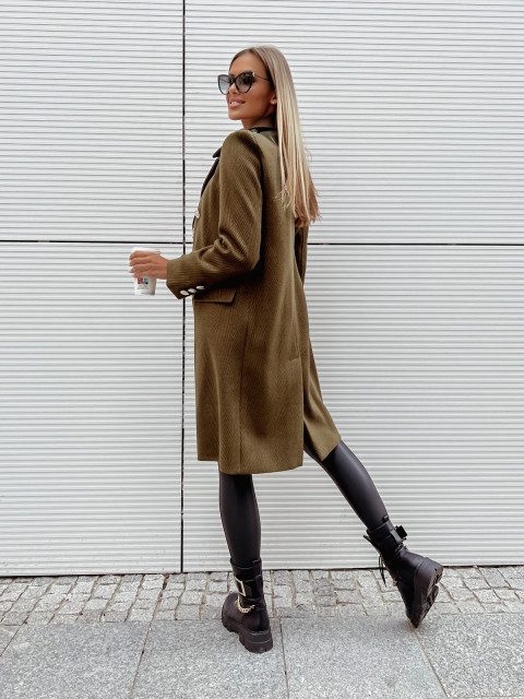 EB | Damen Wolljacke mit doppelter Knopfreihe und langen Ärmeln