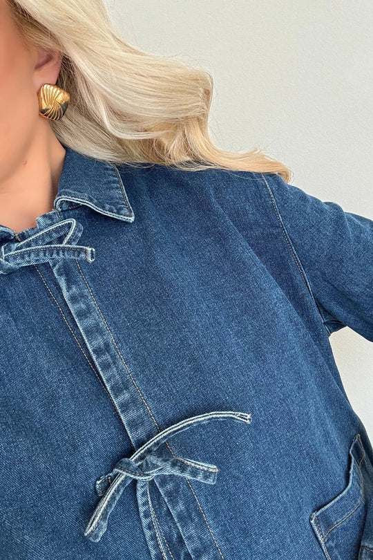 EB | Set mit Bindebandjacke und Weitjeans Denim Lässig und Trendy