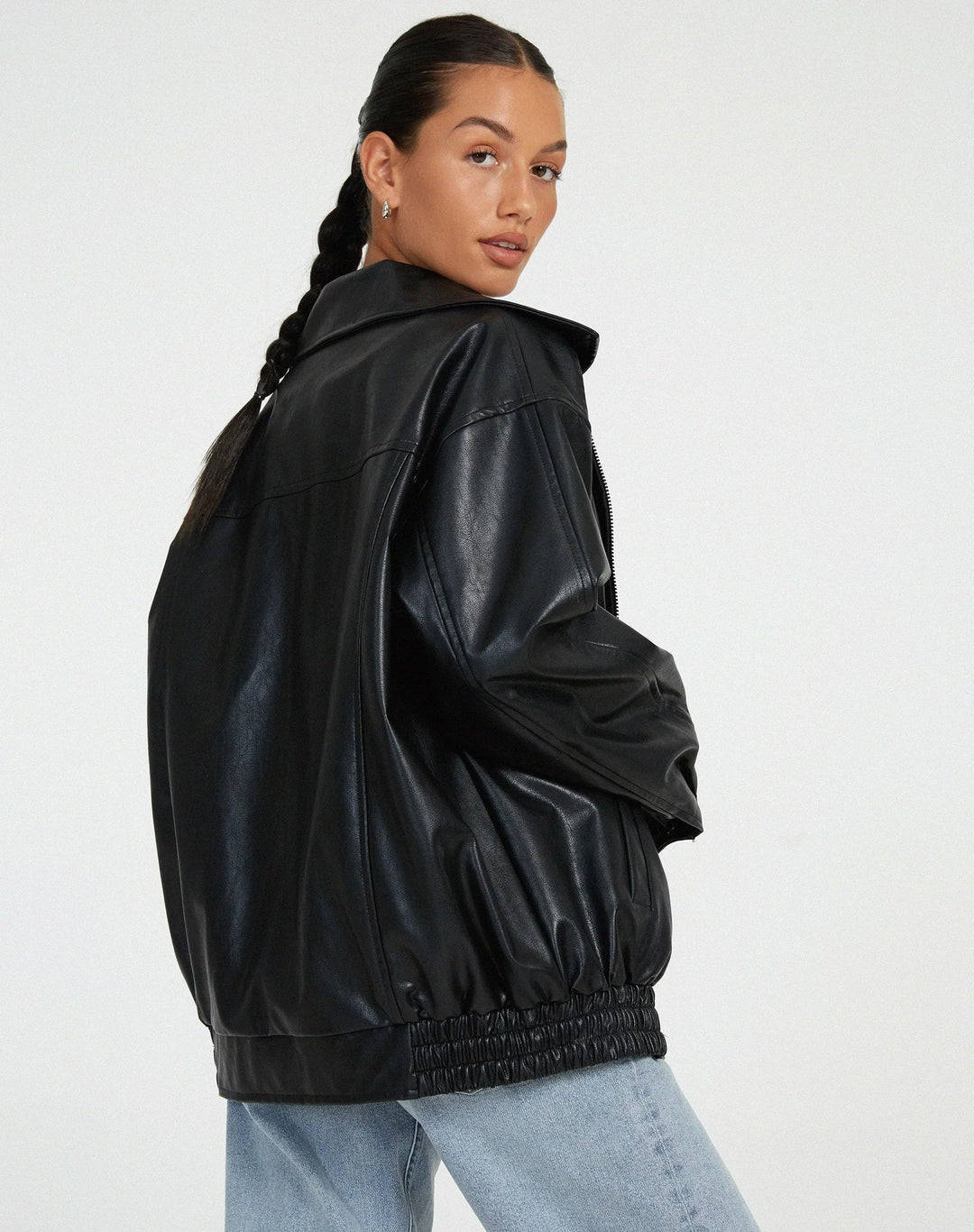 EB | Übergröße Pu Jacke Trendy Streetwear