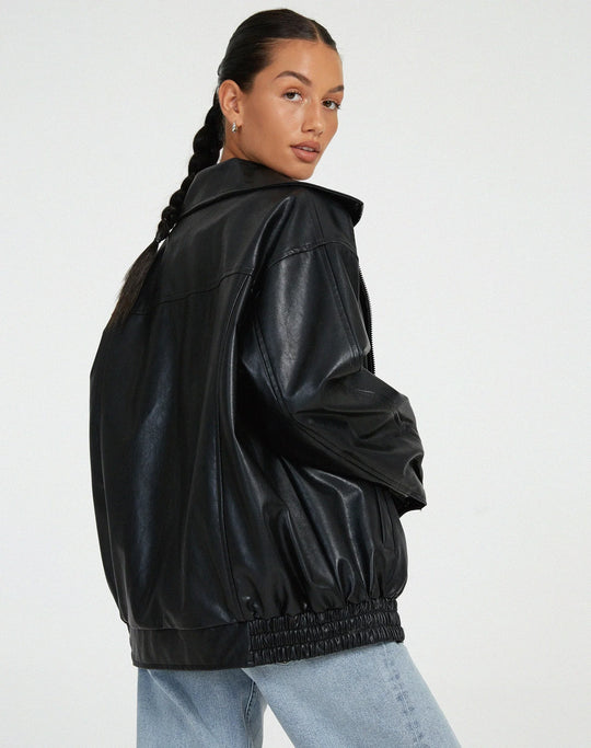 EB | Übergröße Pu Jacke Trendy Streetwear