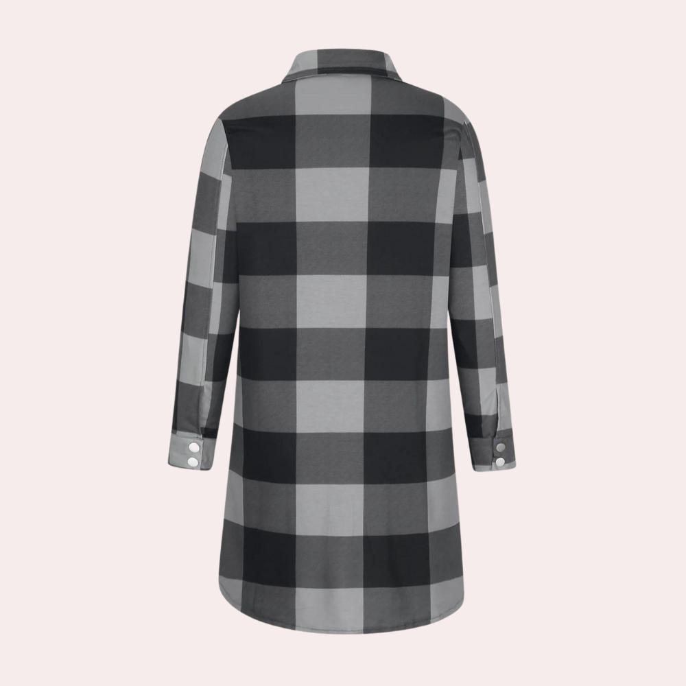 EB | Kariertes Herbstjacke in Midilänge für Damen