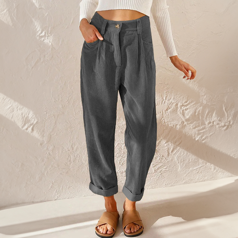 EB | Hoher Taille Lockere Passform Weiche Ripptextur mit Falten