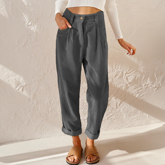 EB | Hoher Taille Lockere Passform Weiche Ripptextur mit Falten