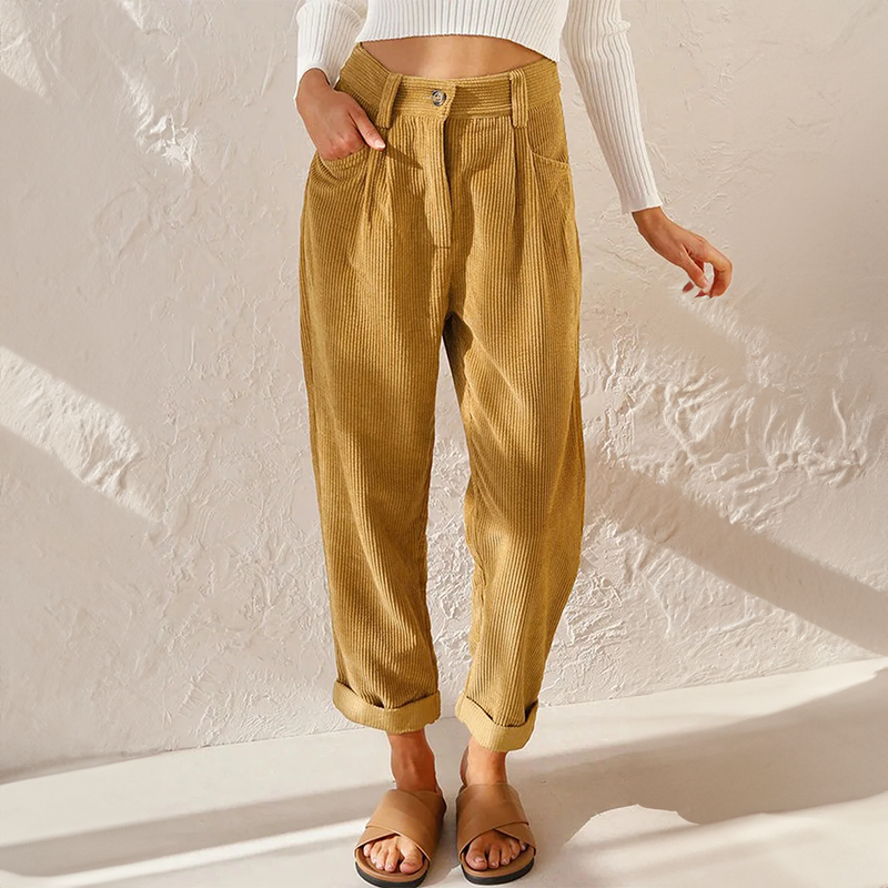 EB - Lockere High Wait Cord Hose für Damen