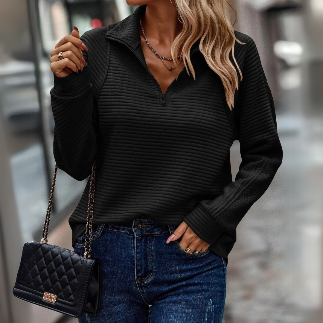 EB | Chic Reißverschluss-Kragen Pullover