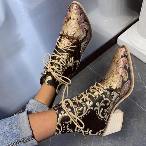 Elegante Bestickte Stiefelette für Damen EB