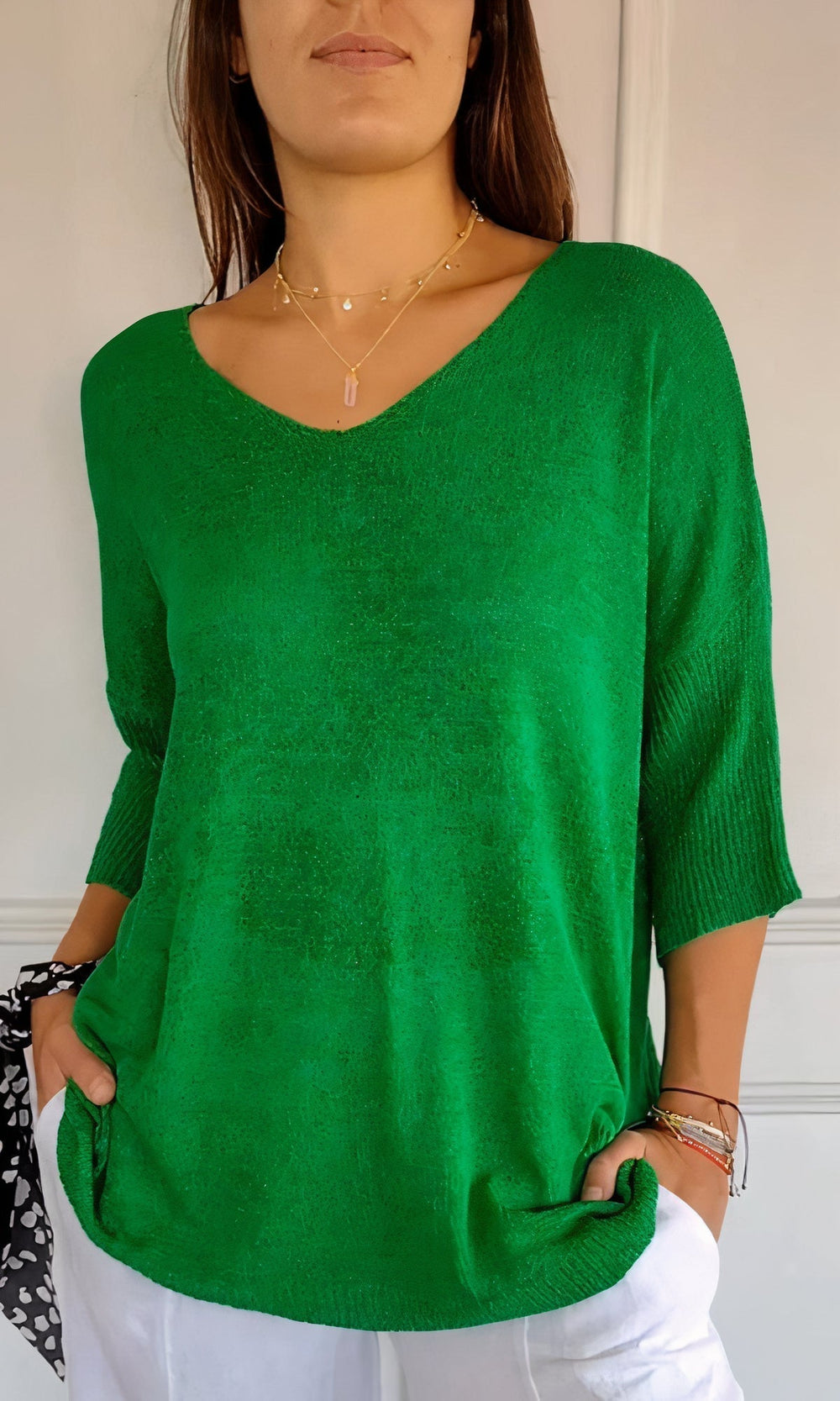 EB | Casual Gestrickter V-Ausschnitt Top