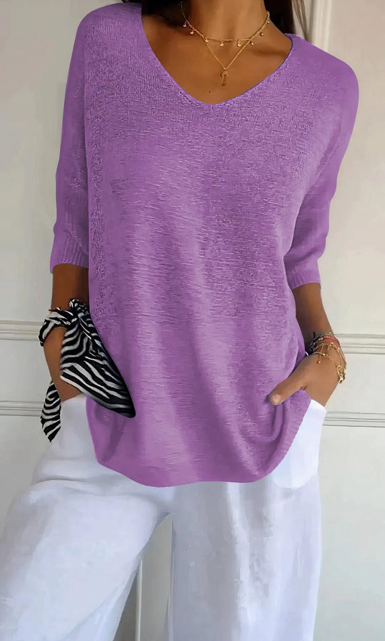 EB | Casual Gestrickter V-Ausschnitt Top