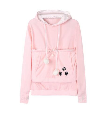 EB | Praktischer Damen Kapuzenpullover mit Bauchtasche für Haustiere