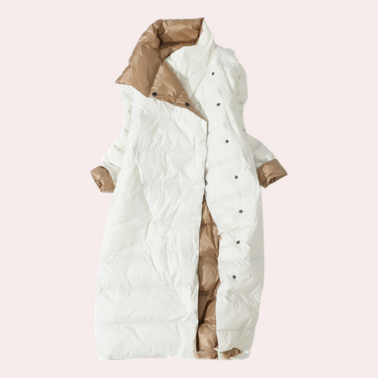EB | Damen Lange Winterjacke Aus Daunen mit Hohem Kragen