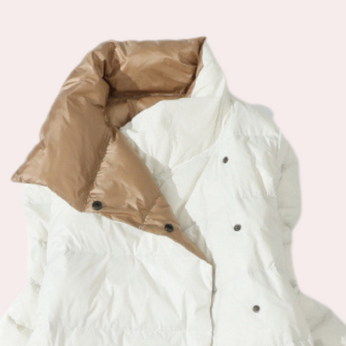 EB | Damen Lange Winterjacke Aus Daunen mit Hohem Kragen