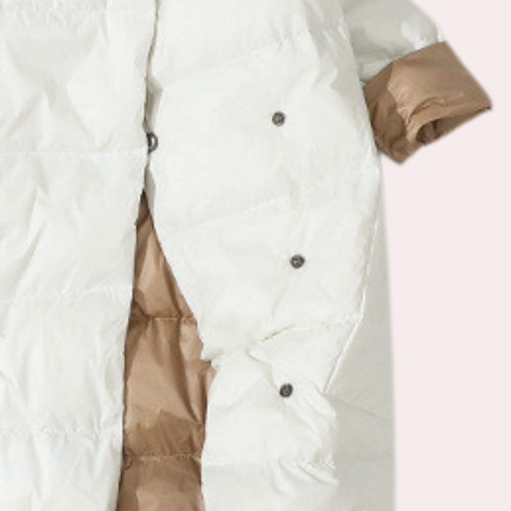 EB | Damen Lange Winterjacke Aus Daunen mit Hohem Kragen