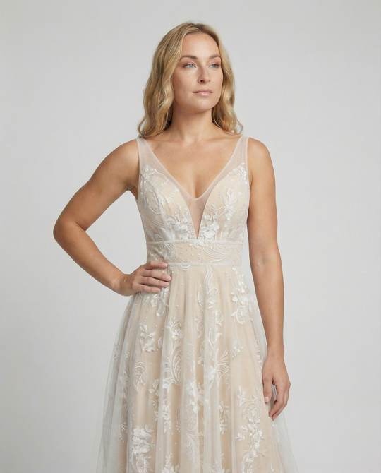 Elegantes Damen Mesh-Kleid mit V-Ausschnitt für Party & Events | EB