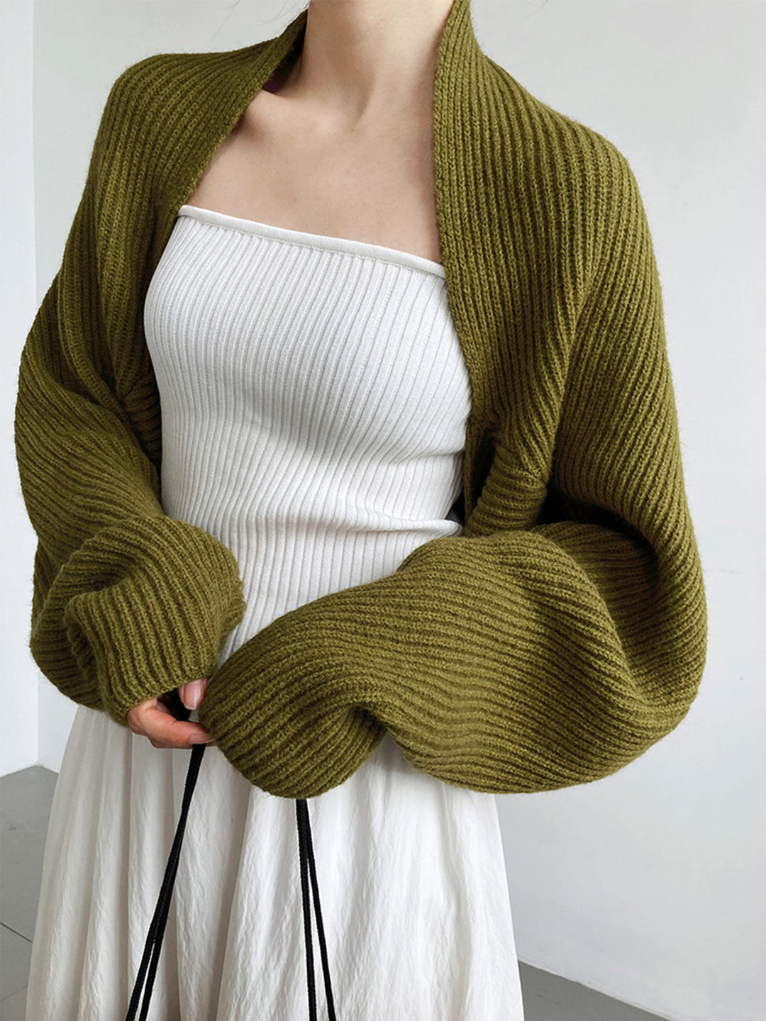 EB | Damen Strick Offene Cardigan mit Langen Ärmeln
