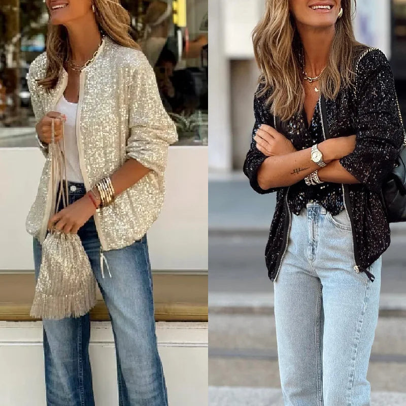 EB | Trendy Damen Pailletten Blazer für den Frühling & Veranstaltungen