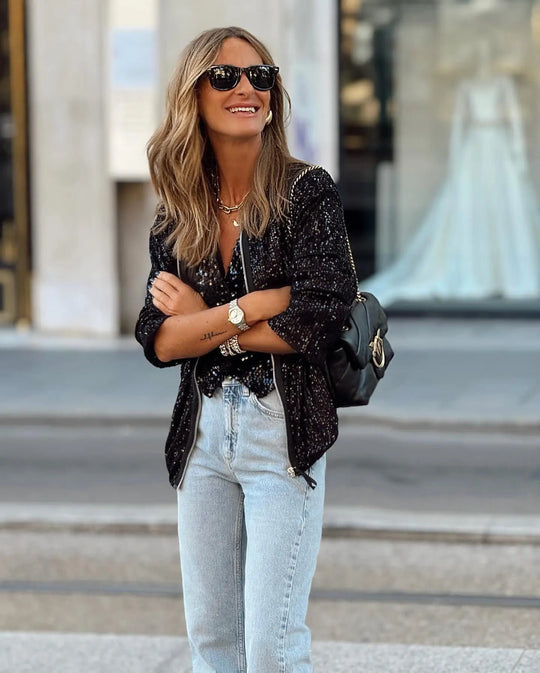 EB | Trendy Damen Pailletten Blazer für den Frühling & Veranstaltungen