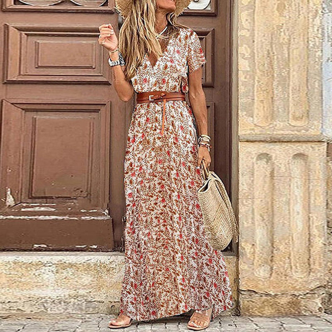 EB | V-Ausschnitt Boho Maxi Kleid