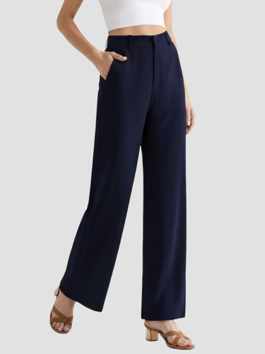 EB | Damen Stoffhose mit Weitem Bein und Hoher Taille