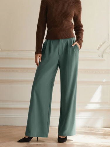 EB | Damen Stoffhose mit Weitem Bein und Hoher Taille