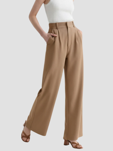 EB | Damen Stoffhose mit Weitem Bein und Hoher Taille