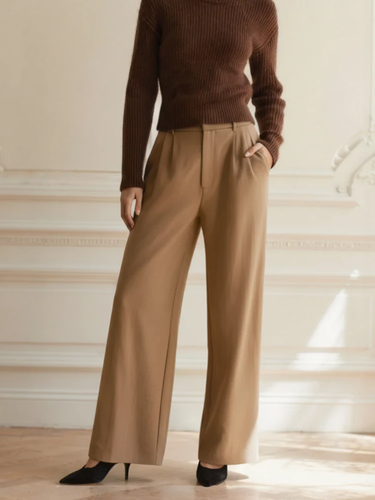 EB | Damen Stoffhose mit Weitem Bein und Hoher Taille