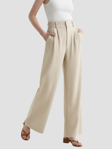 EB | Damen Stoffhose mit Weitem Bein und Hoher Taille
