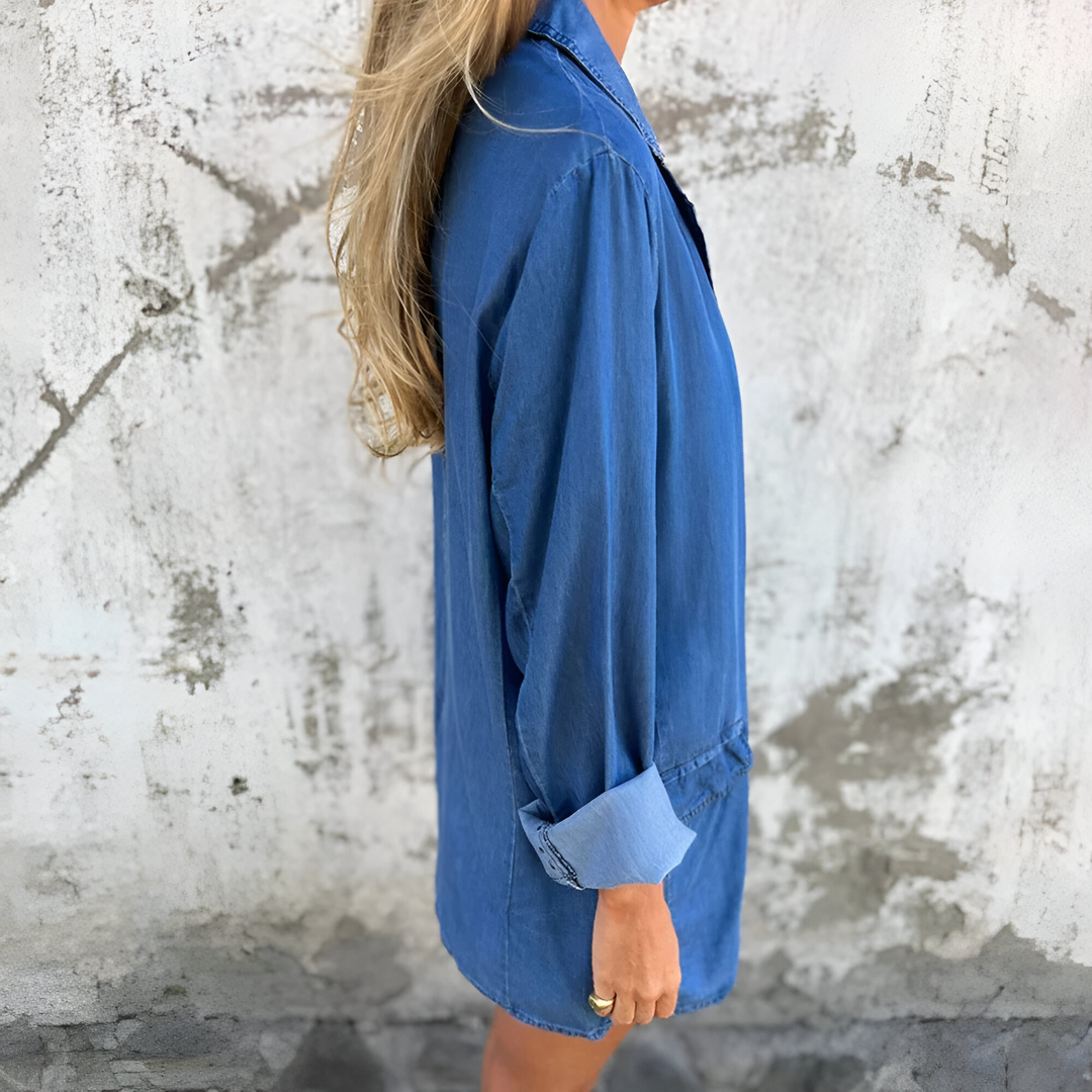 EB | Damen Lange Jacke mit Knöpfen und Taschen