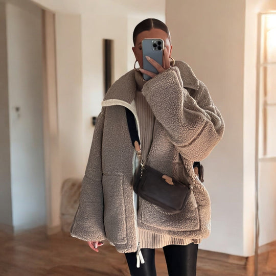 EB | Oversized Fleecejacke mit Stehkragen