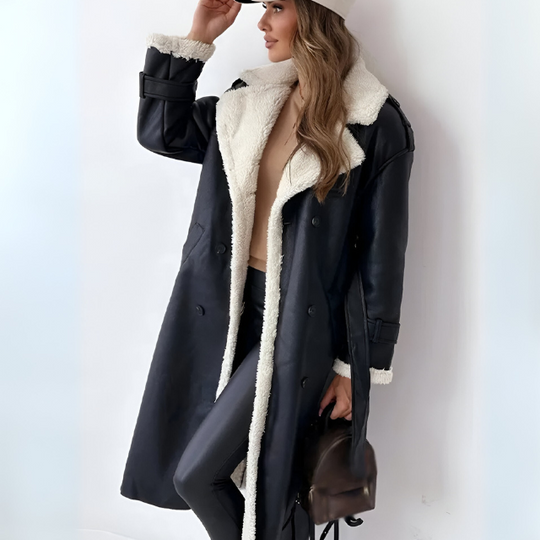 EB | Winterjacke Aus Pu-Leder mit Fleecefutter