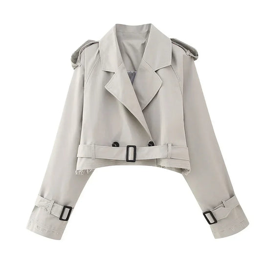 EB | Damen Cropped Jacke mit Gürtel