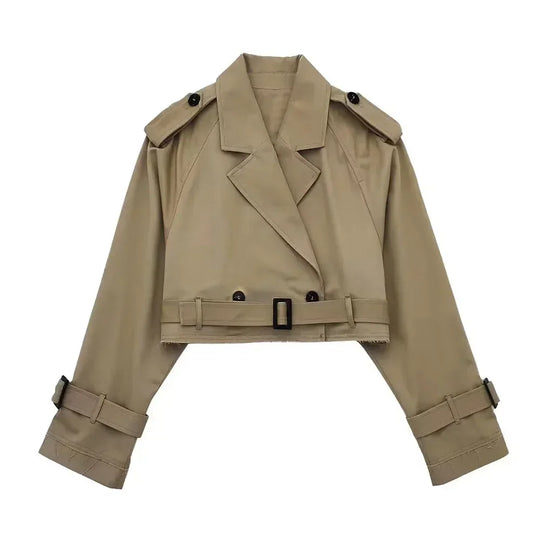 EB | Damen Cropped Jacke mit Gürtel