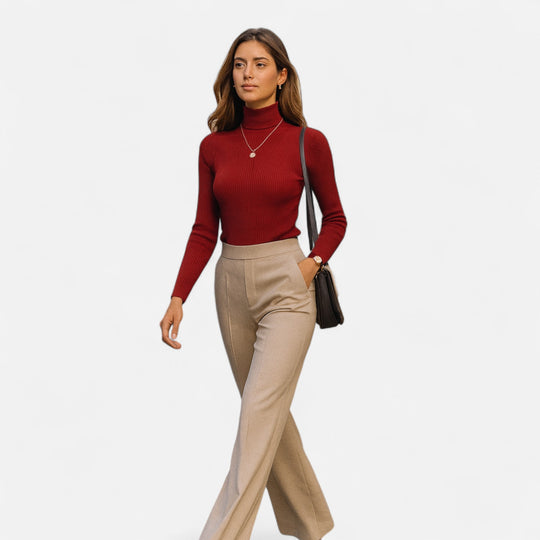 EB | Rollkragenpullover Langarm Gerippt