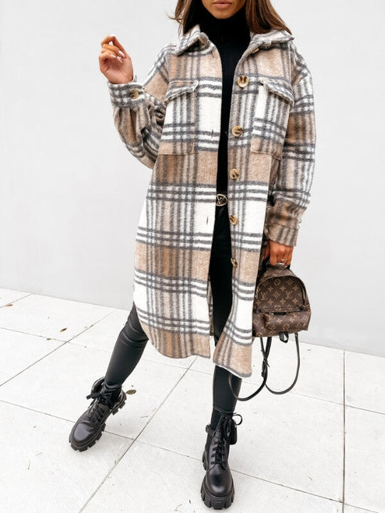 EB | Lange Karierte Damenjacke