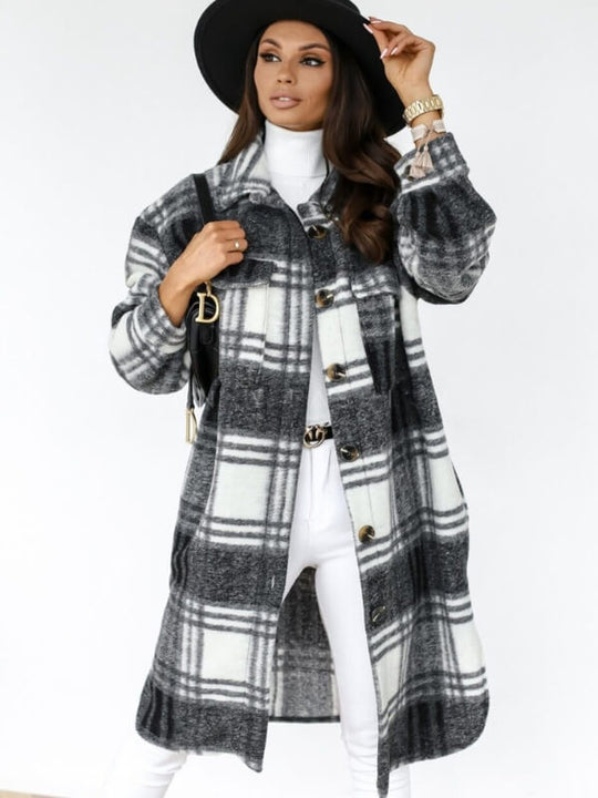EB | Lange Karierte Damenjacke