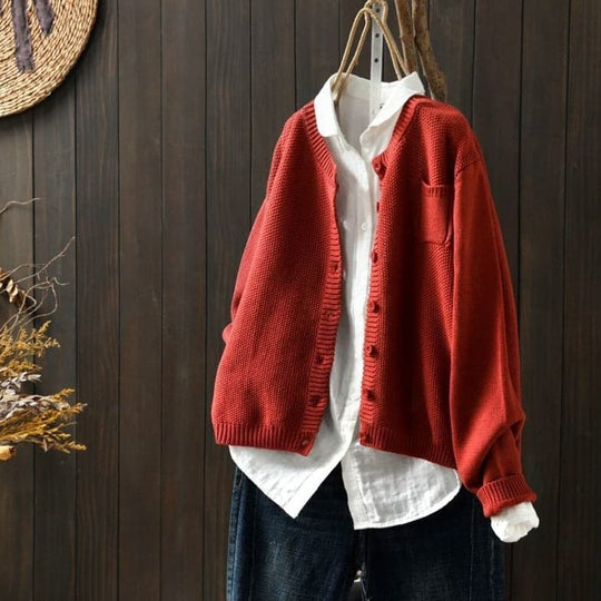 EB | Cardigan Strick Knopfverschluss Oversized Fit Weich und Bequem