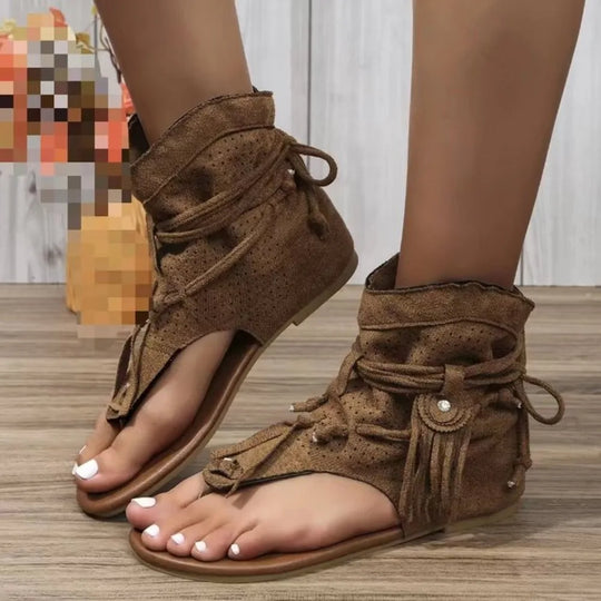 EB | Retro Vintage Wildleder Frauen Sandalen